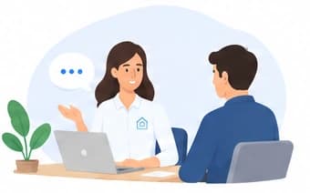 Une conseillère Garantea échange avec un particulier à son bureau