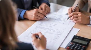 Vérification d’un dossier de financement, calculatrice à la main