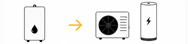 Remplacement : Chaudière fioul vers PAC Air / Eau + ballon électrique