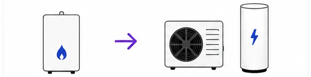 Remplacement : Chaudière gaz vers PAC Air / Eau + ballon électrique