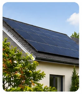 Toiture de maison équipée de panneaux photovoltaïques